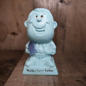 Russ R & W Berries 1970 Blue Worlds Best Father Statue Vintage 70s Novelty